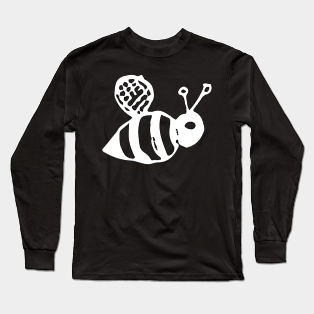 Bumblebee Doodle White Long Sleeve T-Shirt by Mijumi Doodles